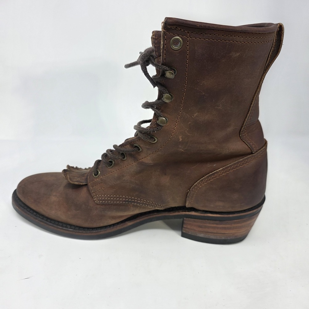 Santa Fe Boot Company Packer Logger 10 EE Work Lace Up WIDE Boots Brown Leather - Picture 10 of 16